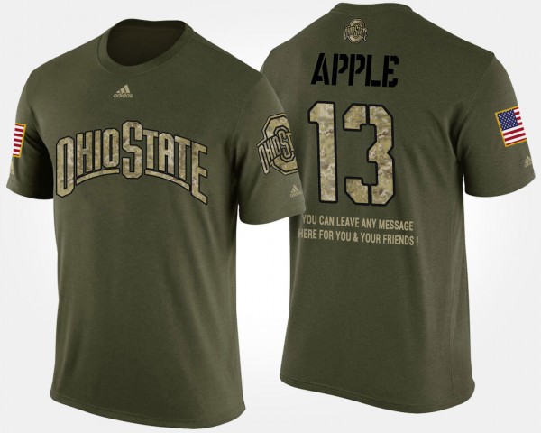 Ohio State Buckeyes Eli Apple Men's #13 Short Sleeve Military Camo With Message College Football T-Shirt 2404ZZRP6